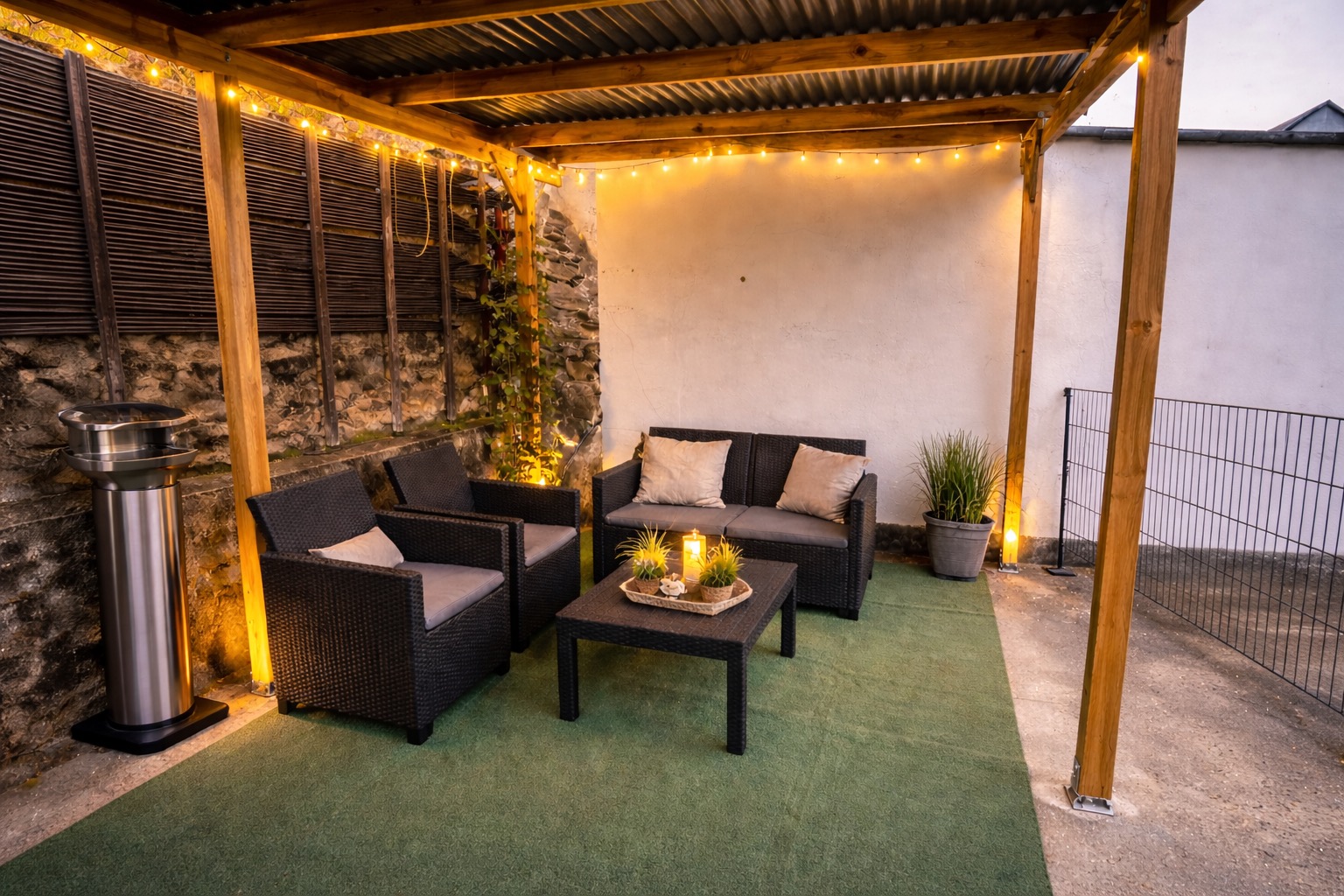 Lounge unter dem Carport