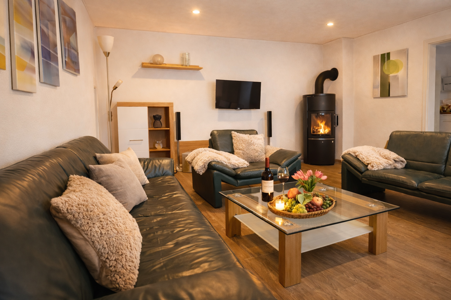 Wohnzimmer im Ferienhaus Loreleyresidenz